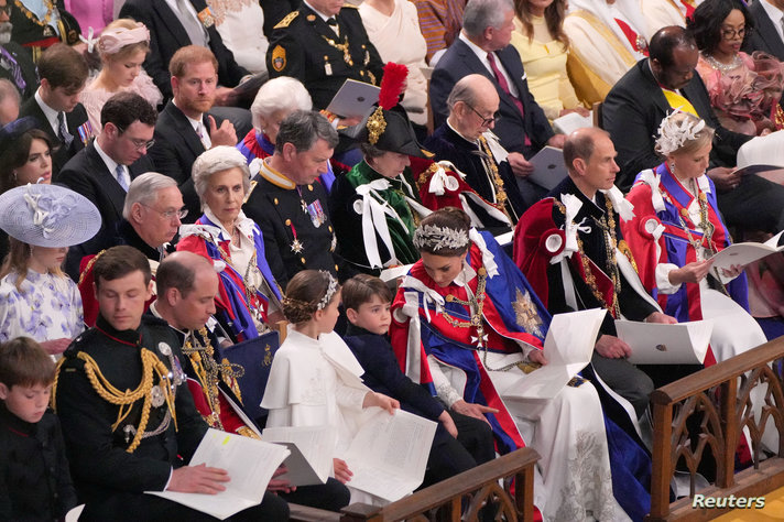 (Front row 3rd left to right) The Prince of Wales, Princess Charlotte, Prince Louis, Princess of Wales, the Duke and Duchess of…