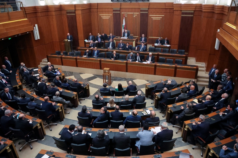 Lebanese Parliament Speaker Nabih Berri heads a parliament session in a bid to elect a head of state to fill the vacant presidency, in downtown Beirut, Lebanon June 14, 2023. REUTERS/Mohamed Azakir