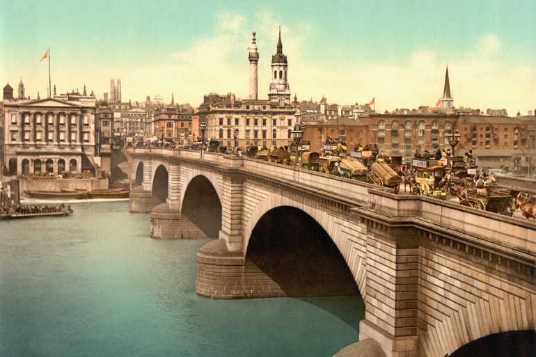 London Bridge Across The Thames River, London, England. From A Colour Postcard Circa 1890. (Photo by: Universal History Archive/Universal Images Group via Getty Images)