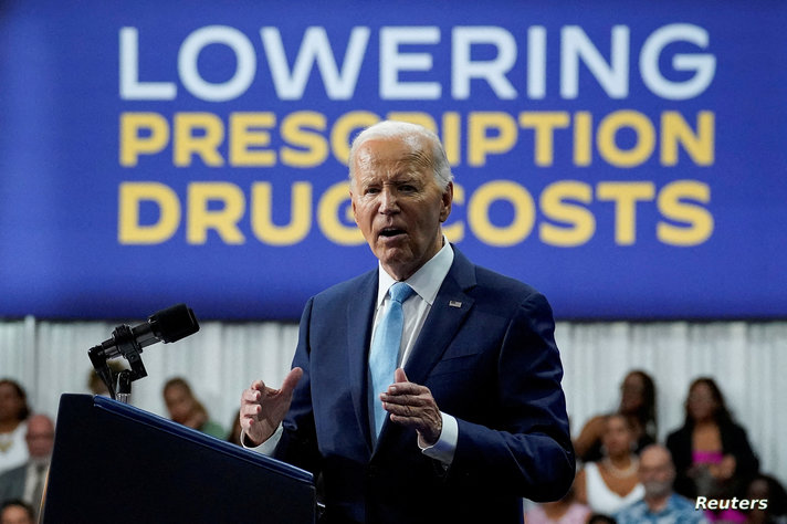 FILE PHOTO: U.S. President Biden and Vice President Harris deliver remarks on Medicare drug price negotiations, in Prince George's County