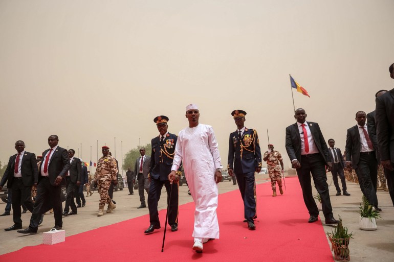 Chadian President Mahamat Idriss Deby Itno arrives for his inauguration at the Palace of Arts and Culture in N’Djamena on May 23, 2024 [Joris Bolomey/AFP]