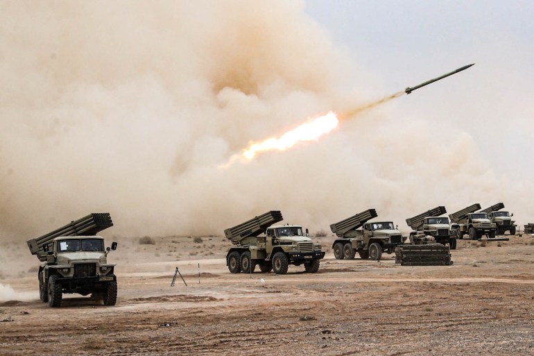 A missile being launched during a military exercise in Isfahan, Iran, October 28, 2023. Iranian Army/WANA (West Asia News Agency)/Handout via REUTERS ATTENTION EDITORS - THIS IMAGE HAS BEEN SUPPLIED BY A THIRD PARTY