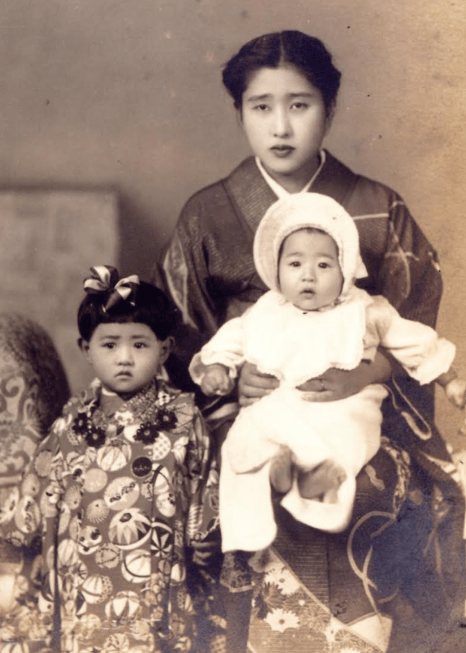 Michiko with her mother and younger brother before the atomic bombing of their home city, Hiroshima [Courtesy of Michiko Kodama]