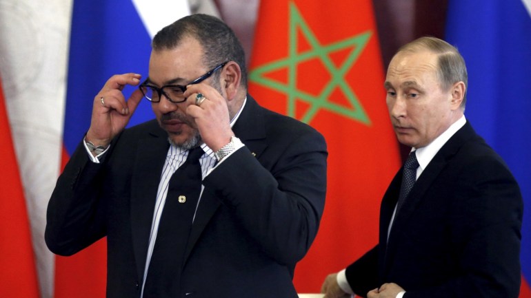 Russia's President Vladimir Putin (R) and Morocco's King Mohammed attend a signing ceremony following the talks at the Kremlin in Moscow, Russia, March 15, 2016. REUTERS/Maxim Shipenkov/Pool