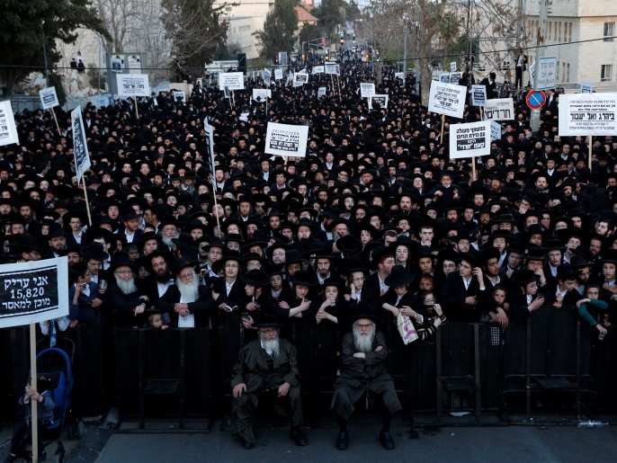 Ultra-Orthodox Jewish protesters take part in a demonstration against members of their community serving in the Israeli army, in Jerusalem March 28, 2017. REUTERS/Baz Ratner TPX IMAGES OF THE DAY