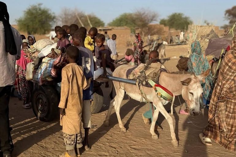 مجموعة صور تظهر معاناة النازحين من زمزم ـ المصدر تواصل اجتماعي