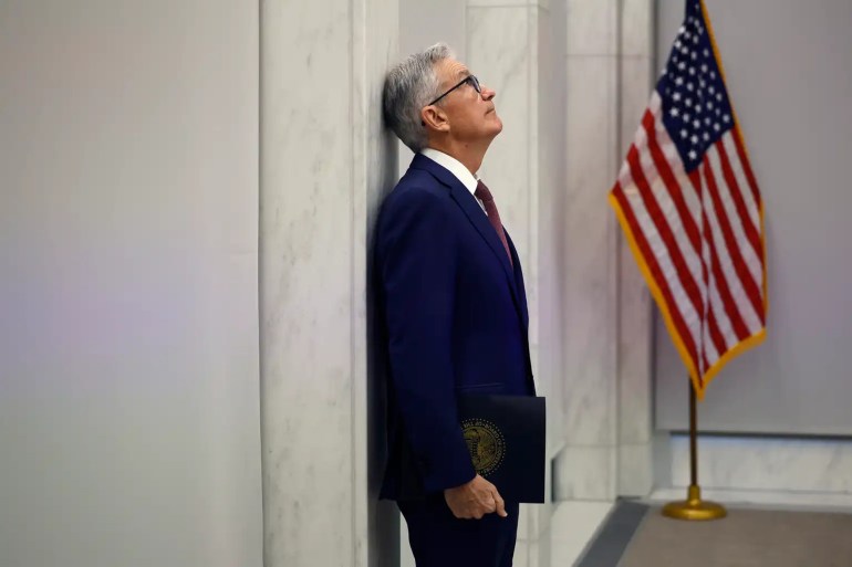 WASHINGTON, DC - NOVEMBER 08: Fed Chairman Jerome Powell prepares to deliver remarks to the The Federal Reserve's Division of Research and Statistics Centennial Conference on November 08, 2023 in Washington, DC. Market watchers and policy makers are listening carefully to Powell for indications of whether the Fed would need to hike rates further to bring down inflation. (Photo by Chip Somodevilla/Getty Images)
