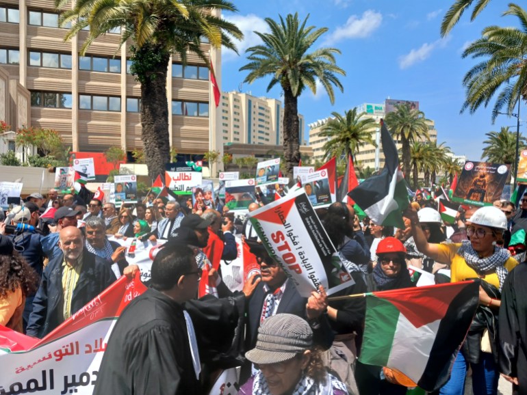 جانب من المظاهرة الداعمة للشعب الفلسطيني