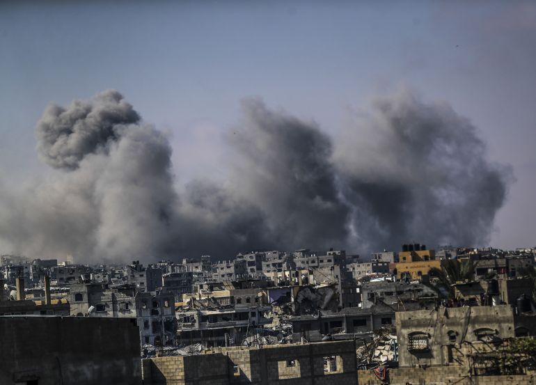 Smoke rises over Eastern Gaza following Israeli attacks