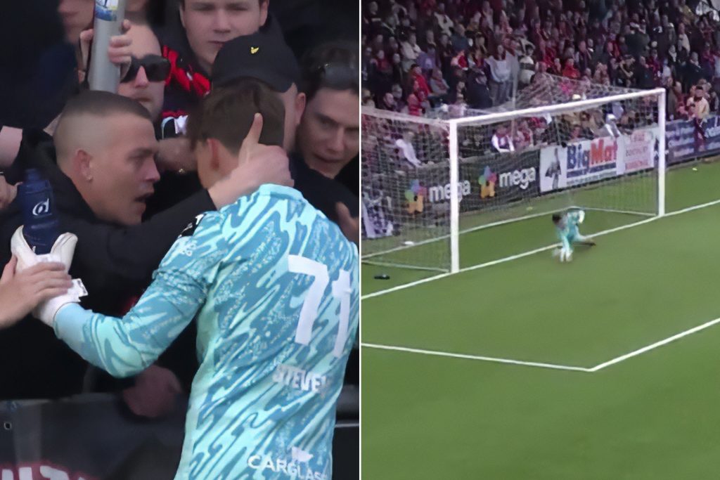 شاهد.. جماهير تعانق حارس الفريق المنافس بعد تصديه لركلة جزاء