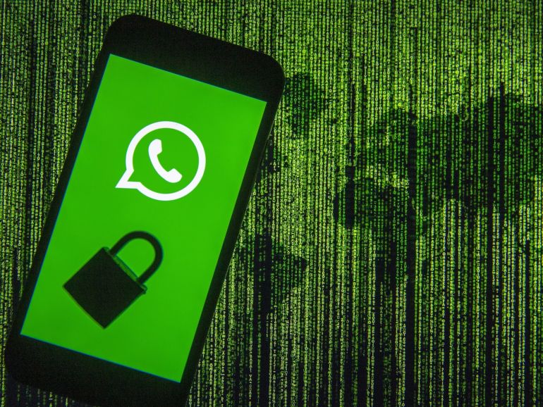 WhatsApp Application- - ANKARA, TURKEY - DECEMBER 10: WhatsApp logo is seen displayed on a smart phone screen with a padlock on it, in this illustration photo taken in Ankara, Turkey on December 10, 2019.