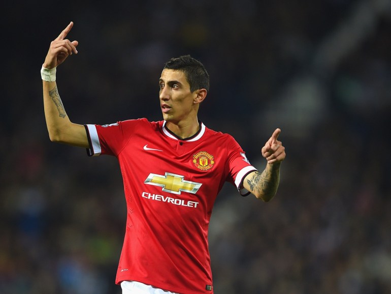 WEST BROMWICH, ENGLAND - OCTOBER 20: Angel di Maria of Manchester United signals during the Barclays Premier League match between West Bromwich Albion and Manchester United at The Hawthorns on October 20, 2014 in West Bromwich, England. (Photo by Michael Regan/Getty Images)
