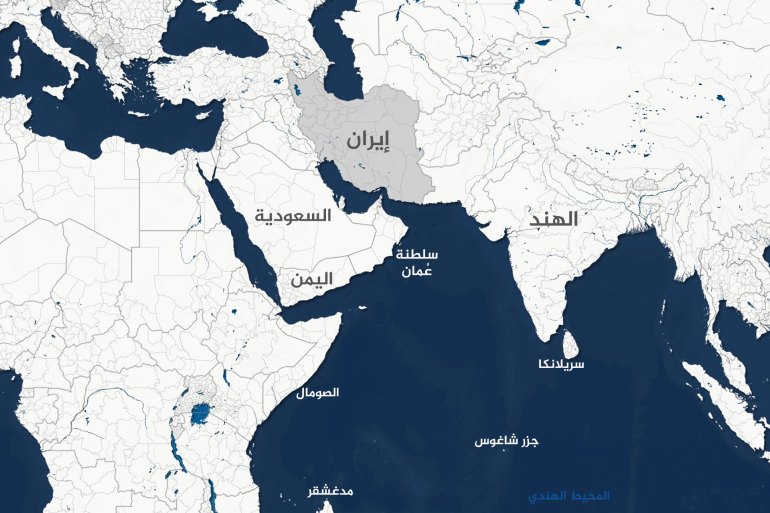 تصميم خاص - خريطة إيران وجزر شاغوس