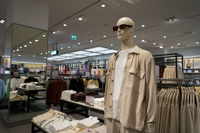 PATTAYA, THAILAND - CIRCA APRIL, 2023: dressed mannequin as seen at H and M retail store in Terminal 21. H and M focuses on fast-fashion clothing for men, women, teenagers, and children.