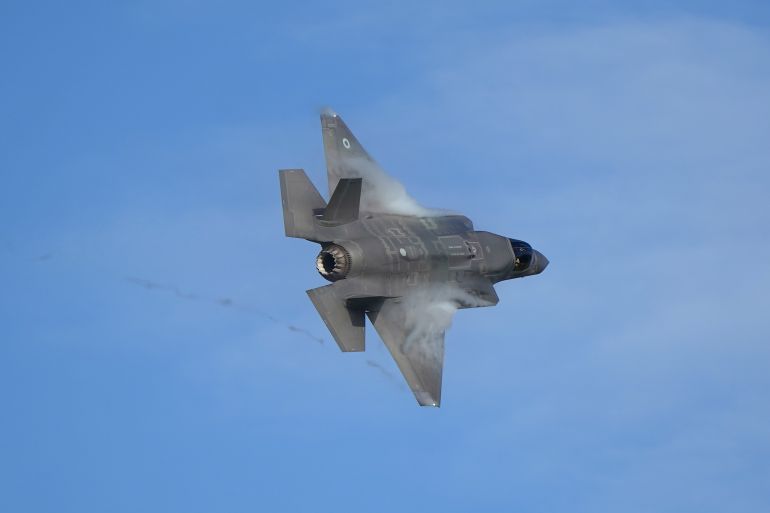 An F-35 Lightning stealth jet performs a flypast during the commissioning ceremony for 809 Naval Air Squadron at RAF Marham in King's Lynn in Norfolk. 809 Naval Air Squadron the second frontline squadron to be stood up to fly the RAF's F-35 Lightning stealth fighter jets. The squadron was originally formed in 1941 and most recently operated in 1982, flying during the Falklands War before the squadron was decommissioned in December of that year. Picture date: Friday December 8, 2023. (Photo by Joe Giddens/PA Images via Getty Images)
