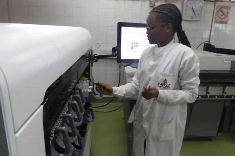 A woman works at a National Blood Service Zimbabwe (NBSZ) lab [Courtesy of NBSZ]