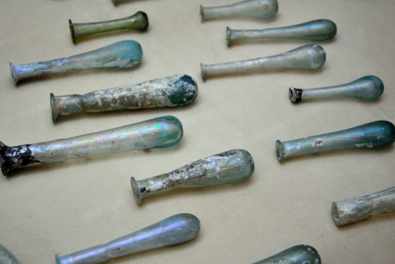 Ancient Roman blown glass perfume bottles found in Cyprus