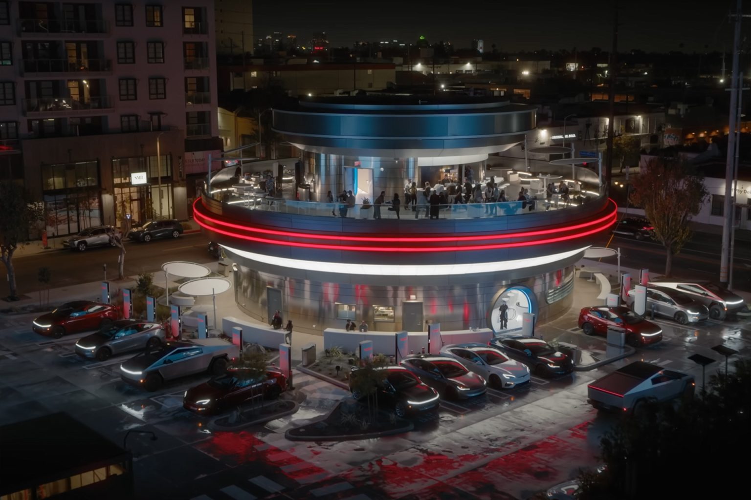 فيديو يكشف المفاجآت داخل أول مطعم لتسلا