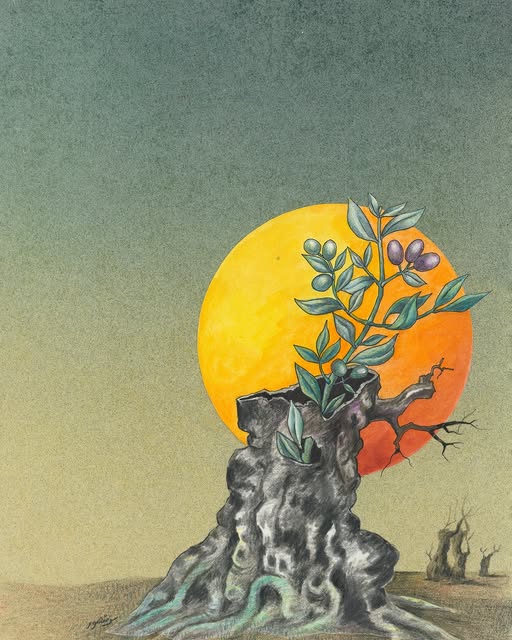 غلاف لمجلة العودة في ثمانينيات القرن الماضي من إبداعات الفنان سليمان منصور