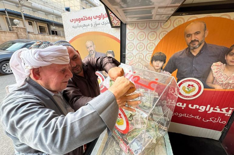 مسن من اربيل يتبرع لاهل غزة جميع الصور من تصوير منظمتَي بختوري وبخشین