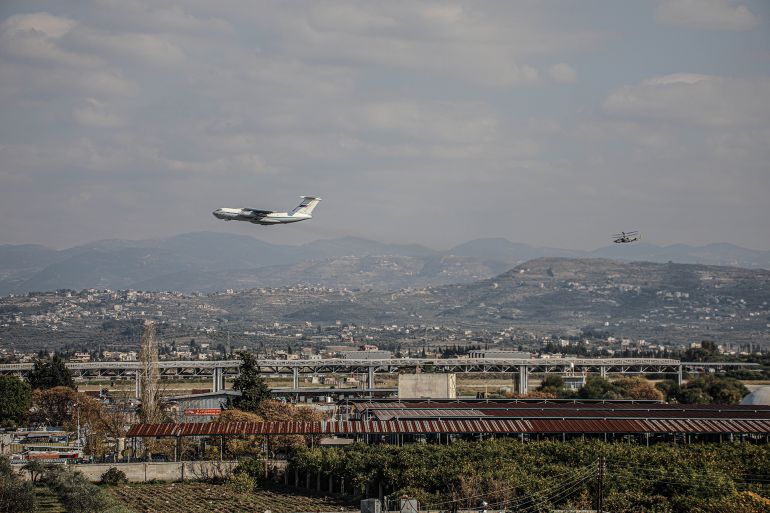 LATAKIA, SYRIA - DECEMBER 15: Military vehicles such as helicopters and planes along with surveillance balloons, belonging to the Russian troops, are seen entering the Russian Khmeimim Air Base in Jabla in Latakia, Syria on December 15, 2024. With the Baath regime's collapse, Russia continued to transfer its troops from Damascus, Homs and other cities across Syria to the base. (Photo by Izzettin Kasim/Anadolu via Getty Images)