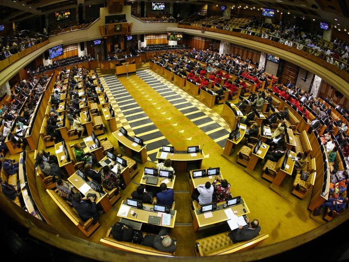 A general view of the National Assembly during a debate over the removal of the president in parliament Cape Town, South Africa, 05 April 2016. Opposition parties debated the impeachment of president Jacob Zuma in terms of section 89(1)(a) of the constitution. South Africa's Constitutional Court found President Jacob Zuma guilty of spending state money to upgrade his private residence.
