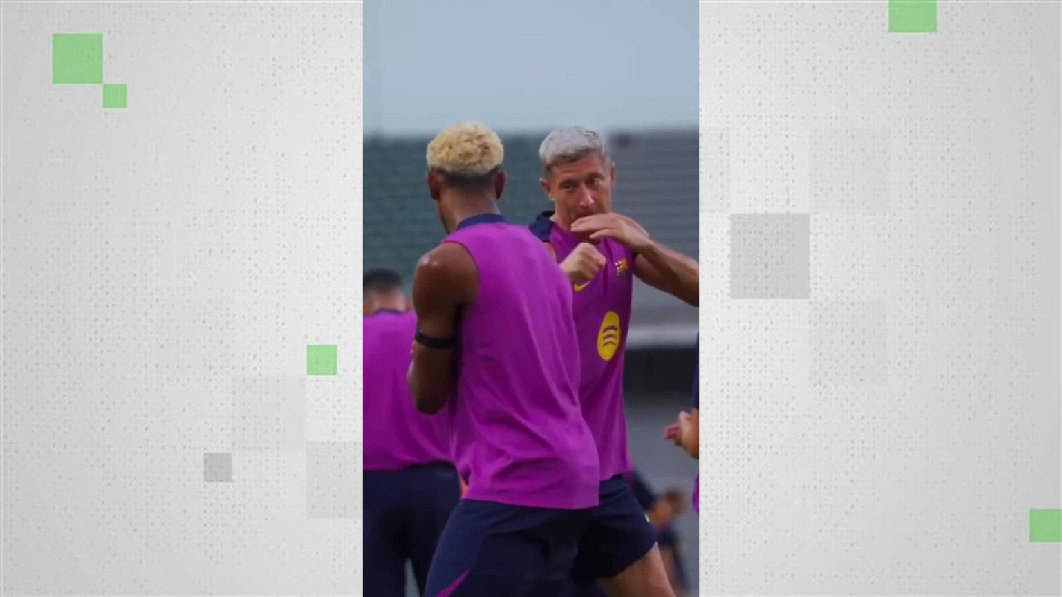 شاهد.. نزال ملاكمة بين ليفاندوفسكي ولامين جمال