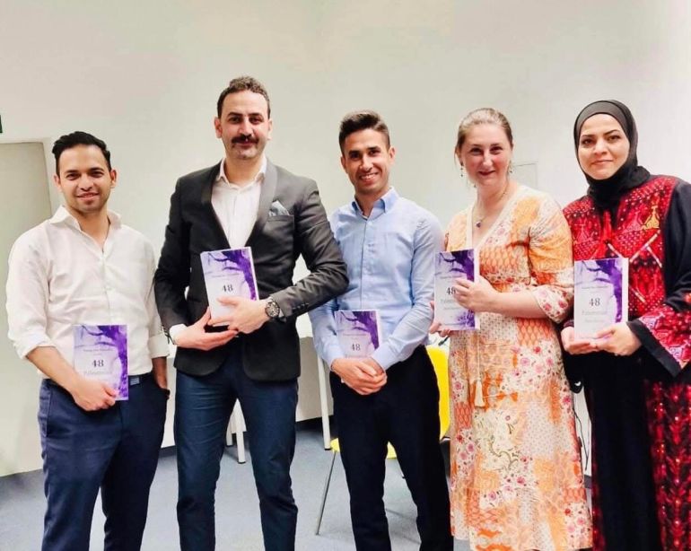 _حفل توقيع كتاب 48 قصة قصيرة فلسطينية والذي يضم 48 قصة قصيرة لـ 48 كاتبًا فلسطينيًا من الوطن والشتات والذي تُرجم الى اللغة الإنجليزية