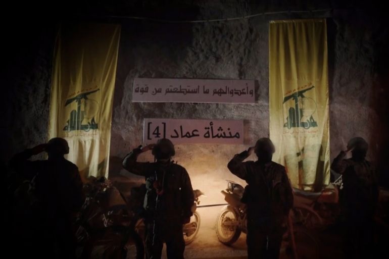 مقاتلون من حزب الله ضمن مقطع نُشر للإعلان عن منشأة "عماد 4"