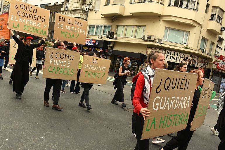 مظاهرة تضامنية مع غزة في العاصمة بوينس آيرس