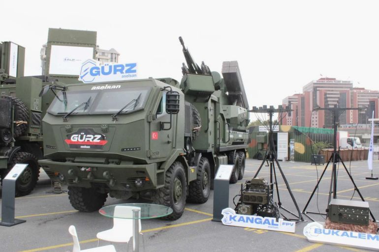 The final configuration of the Gürz 150 air defense system is expected to incorporate several defensive measures, such as RF jamming, AESA search and fire control radars, the Kangal jammer, and the Gökberk laser weapon. (Picture source: Army Recognition)