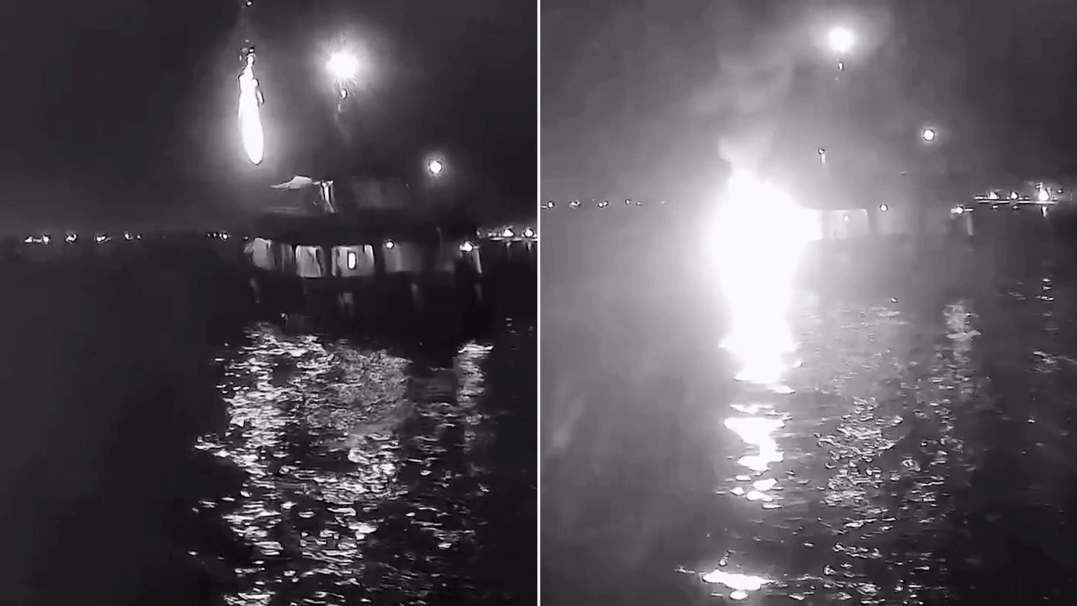 شاهد.. لحظة اشتعال النيران بأسطول الصمود قبالة سواحل تونس