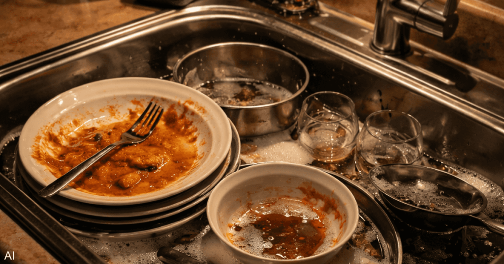 ترك الصحون منقوعة ليلا بالمطبخ.. أخطر مما تتصور
